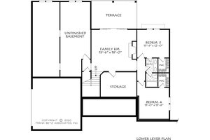 Floor Plan - Lower Floor for Farmhouse House Plan #927-1015 - 4 bed, 3.5 bath