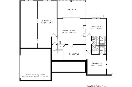 Floor Plan - Lower Floor for Farmhouse House Plan #927-1015 - 4 bed, 3.5 bath