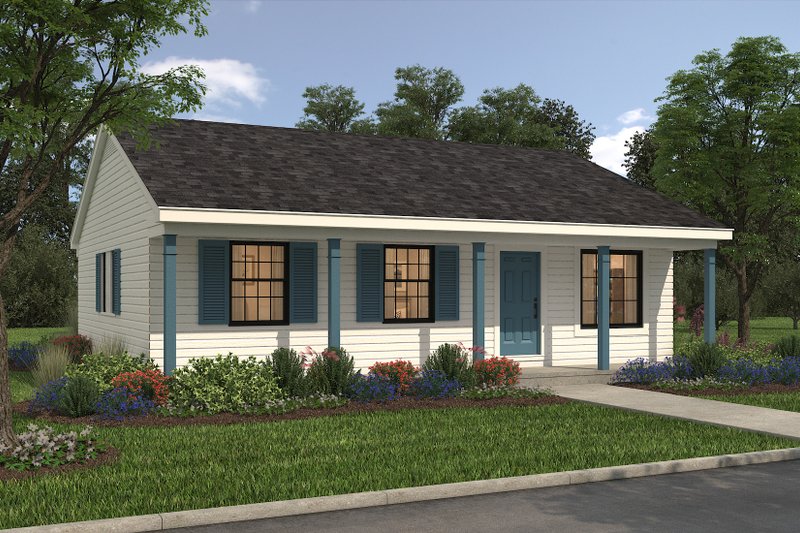 House Blueprint - Exterior - Front Elevation 3 for Ranch House Plan #72-101 - 3 bed, 2 bath