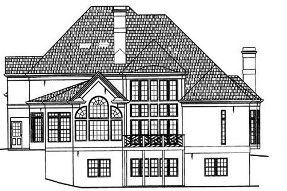 Exterior - Rear Elevation for European House Plan #119-129 - 4 bed, 3.5 bath