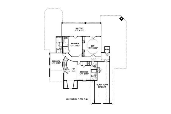 Floor Plan - Upper Floor for European House Plan #141-341 - 5 bed, 6.5 bath