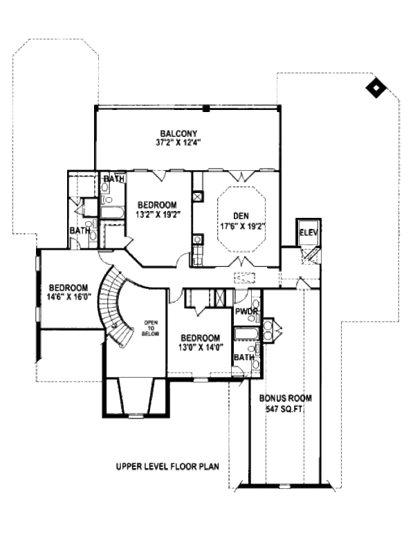 European Floor Plan - Upper Floor Plan #141-341