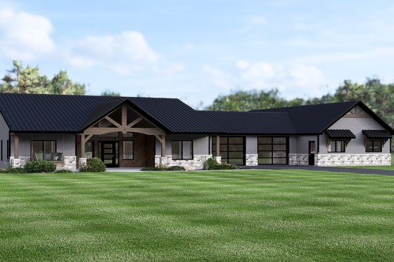 Exterior - Front Elevation 3 for Ranch House Plan #1064-406 - 4 bed, 3 bath