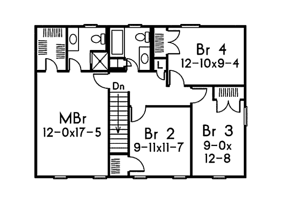 Colonial Floor Plan - Upper Floor Plan #57-203