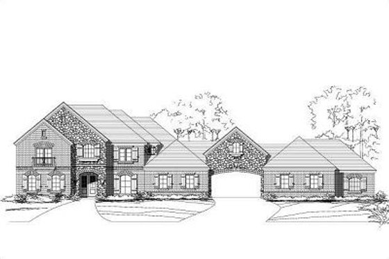 Exterior - Front Elevation for European House Plan #411-471 - 4 bed, 3.5 bath