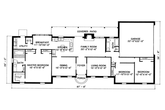 Floor Plan - Main Floor for Traditional House Plan #10-147 - 3 bed, 2 bath