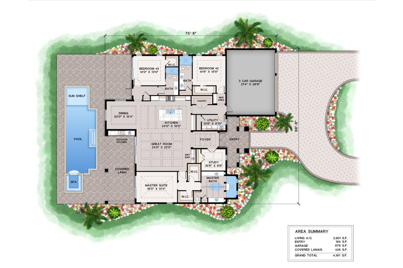 House Design - Floor Plan - Main Floor for Contemporary House Plan #1083-22 - 4 bed, 3 bath
