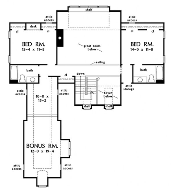 Home Plan - Cottage Floor Plan - Upper Floor Plan #929-23