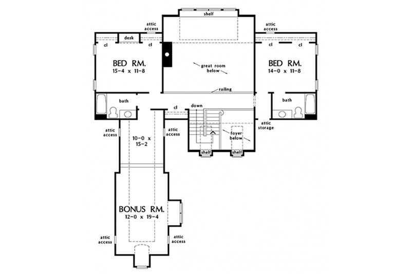 Dream House Plan - Floor Plan - Upper Floor for Cottage House Plan #929-23 - 4 bed, 4 bath