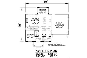 Floor Plan - Main Floor for Colonial House Plan #20-2204 - 3 bed, 3 bath