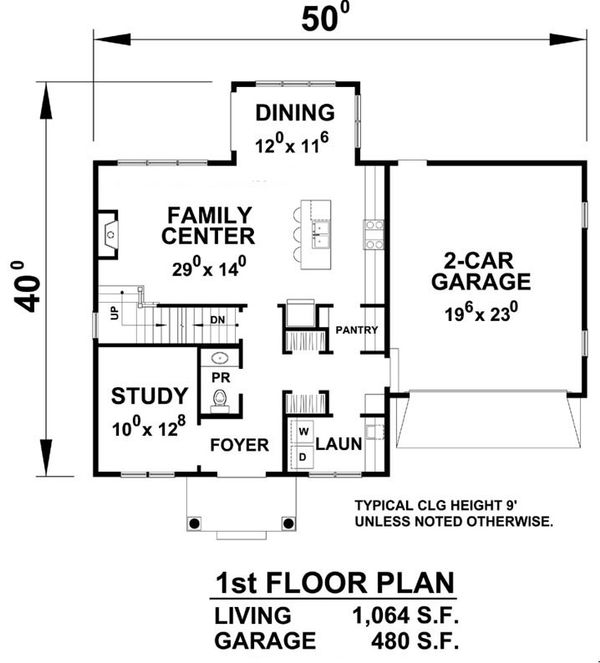 Architectural House Design - Colonial Floor Plan - Main Floor Plan #20-2204