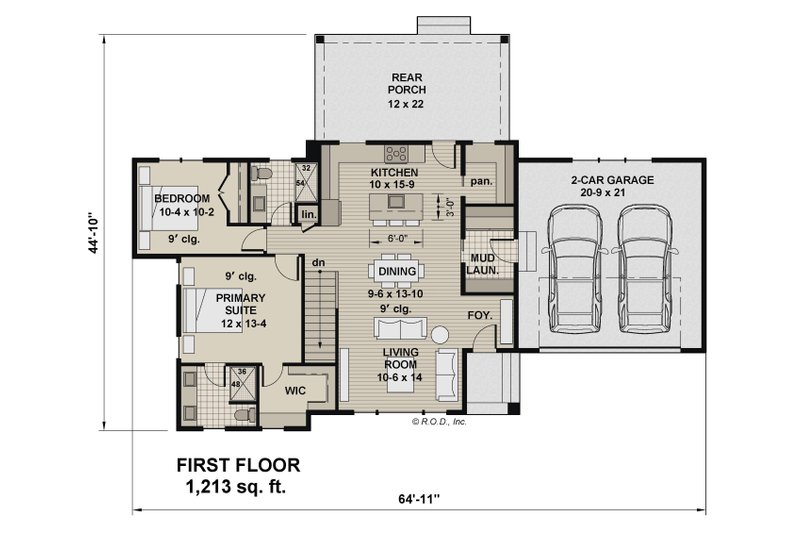 Dream House Plan - Floor Plan - Main Floor for Modern House Plan #51-1308 - 2 bed, 2 bath