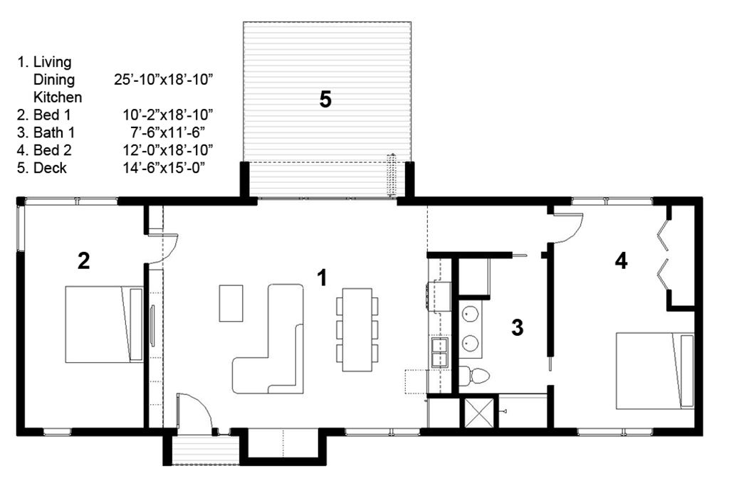 Modern Style House Plan 2 Beds 1 Baths 1160 Sq Ft Plan 497 29