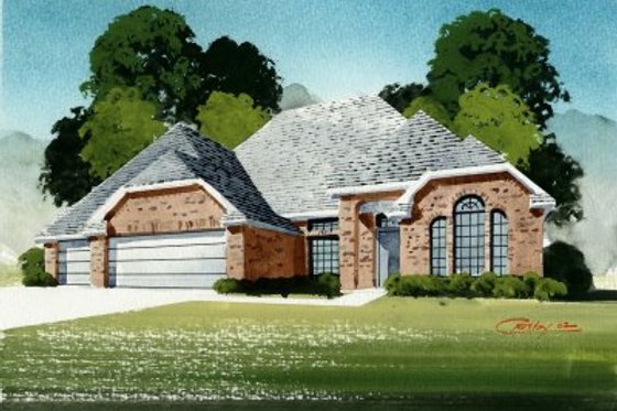 Exterior - Front Elevation for Traditional House Plan #65-477 - 4 bed, 2 bath