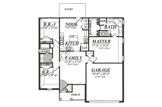 Floor Plan - Main Floor for Country House Plan #62-150 - 3 bed, 2 bath