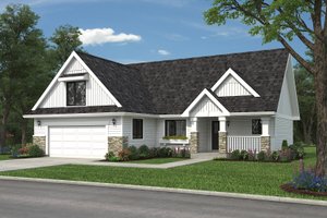 Exterior - Front Elevation 3 for Farmhouse House Plan #18-1054 - 2 bed, 2 bath