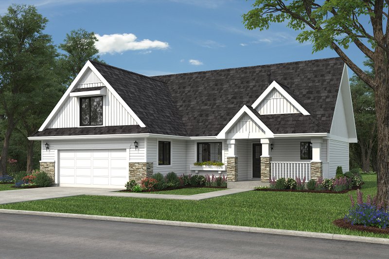 Dream House Plan - Exterior - Front Elevation 3 for Farmhouse House Plan #18-1054 - 2 bed, 2 bath