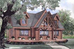 Log Exterior - Front Elevation Plan #17-517