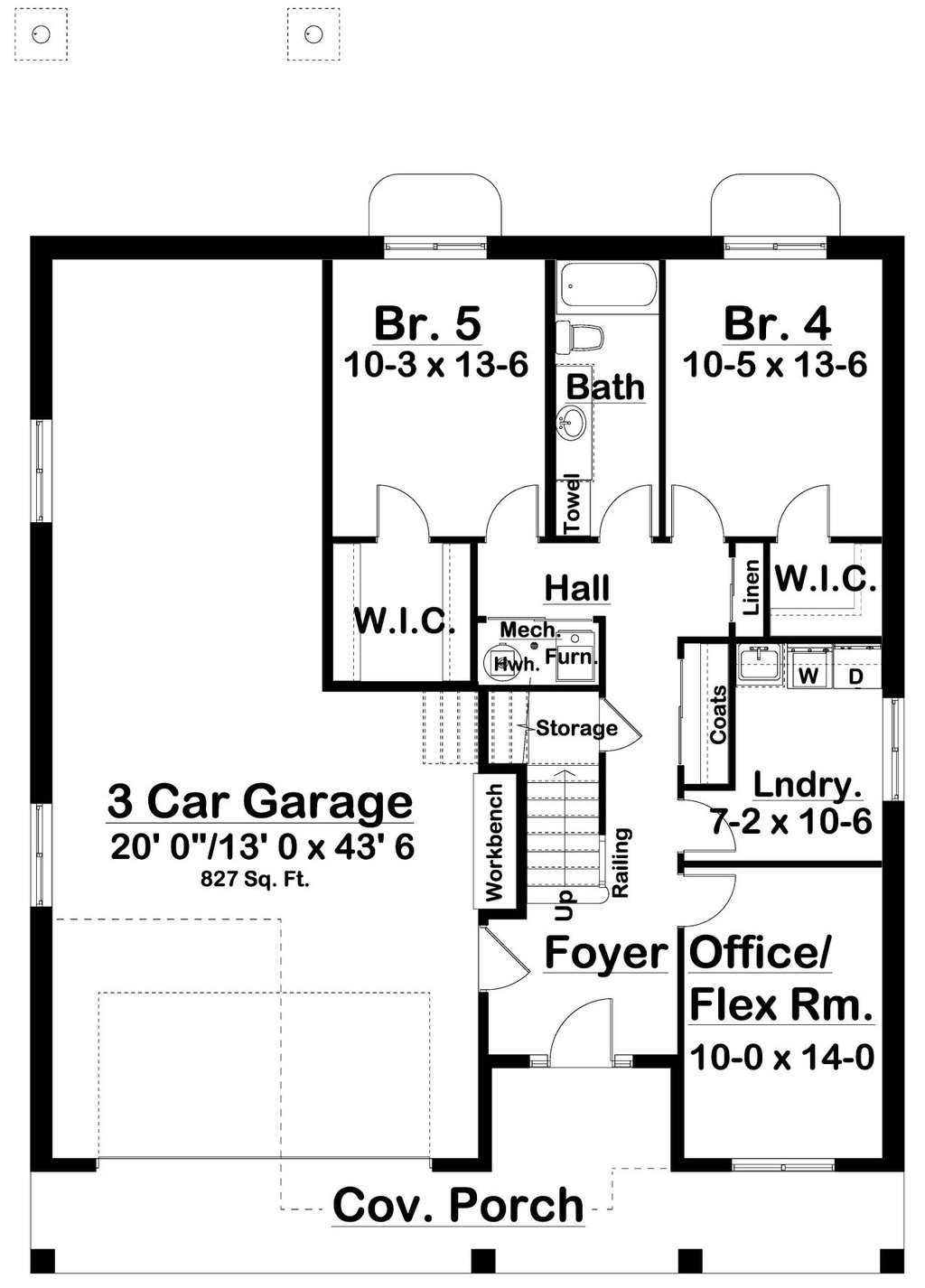 Floor Plan - Lower Floor for Farmhouse House Plan #126-252 - 5 bed, 3 bath