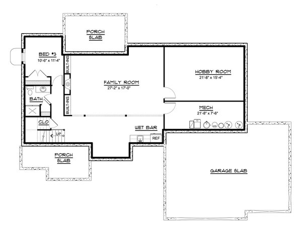 Architectural House Design - Ranch Floor Plan - Lower Floor Plan #1064-174