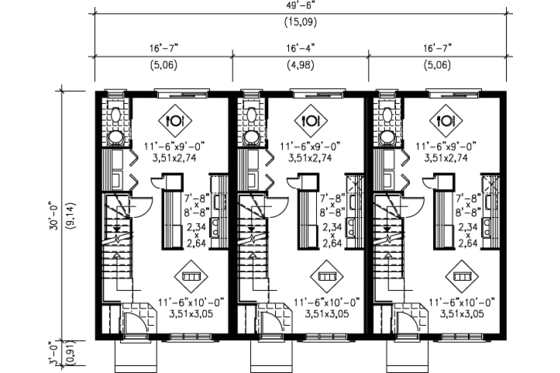 Floor Plan - Main Floor for Traditional House Plan #25-330 - 2 bed, 1.5 bath