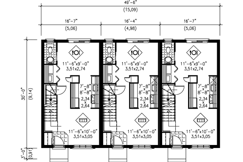 House Plan Design - Floor Plan - Main Floor for Traditional House Plan #25-330 - 2 bed, 1.5 bath