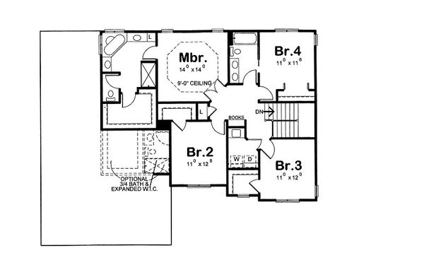 House Design - Traditional Floor Plan - Upper Floor Plan #20-2085