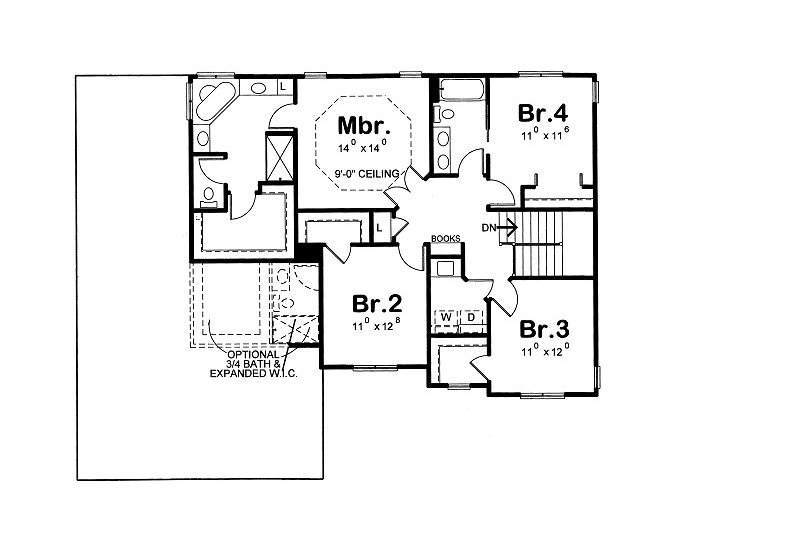 Dream House Plan - Floor Plan - Upper Floor for Traditional House Plan #20-2085 - 3 bed, 2.5 bath