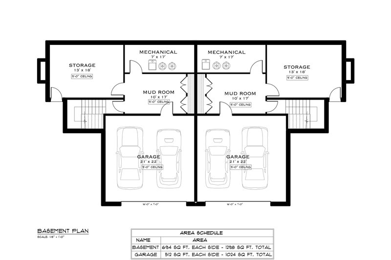 House Plan Design - Floor Plan - Lower Floor for Farmhouse House Plan #1101-18 - 3 bed, 3.5 bath