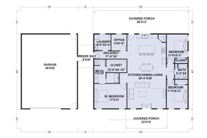 Floor Plan - Main Floor for Barndominium House Plan #1107-3 - 3 bed, 2 bath