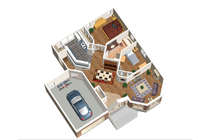 Floor Plan - Main Floor 1 for Classical House Plan #25-4821 - 2 bed, 1 bath