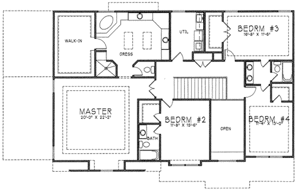 Craftsman Floor Plan - Upper Floor Plan #6-212