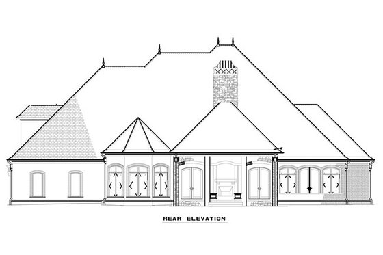 Exterior - Rear Elevation for European House Plan #17-2381 - 4 bed, 4 bath