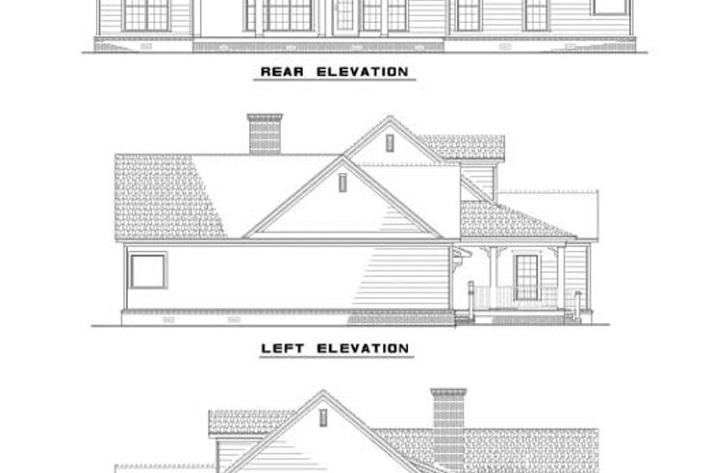 Home Plan - Exterior - Rear Elevation for Country House Plan #17-2893 - 3 bed, 2 bath