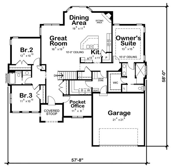 House Plan Design - Ranch Floor Plan - Main Floor Plan #20-2330