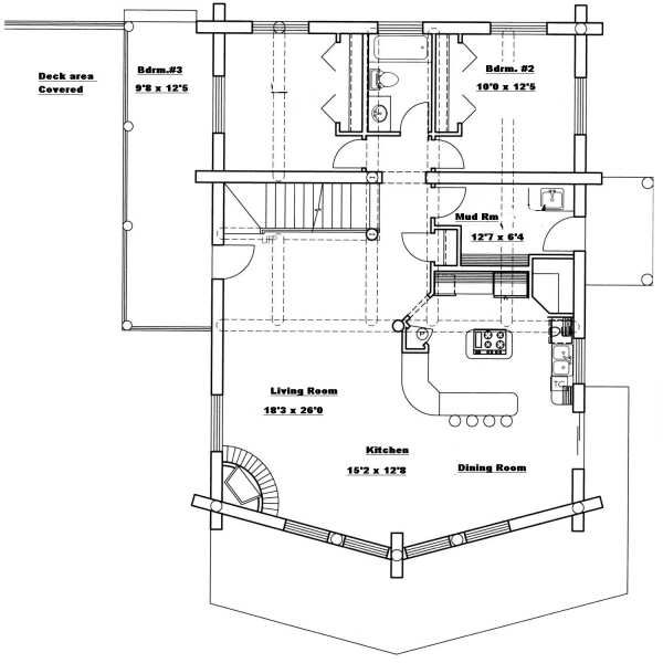 Home Plan - Log Floor Plan - Main Floor Plan #117-415