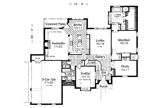 Floor Plan - Main Floor for European House Plan #310-131 - 4 bed, 3.5 bath