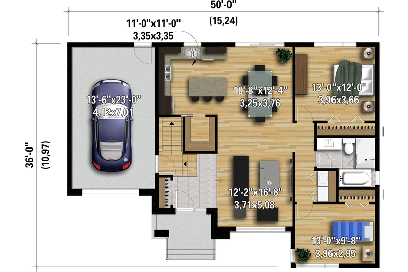 House Plan Design - Floor Plan - Main Floor for Contemporary House Plan #25-4901 - 2 bed, 1 bath