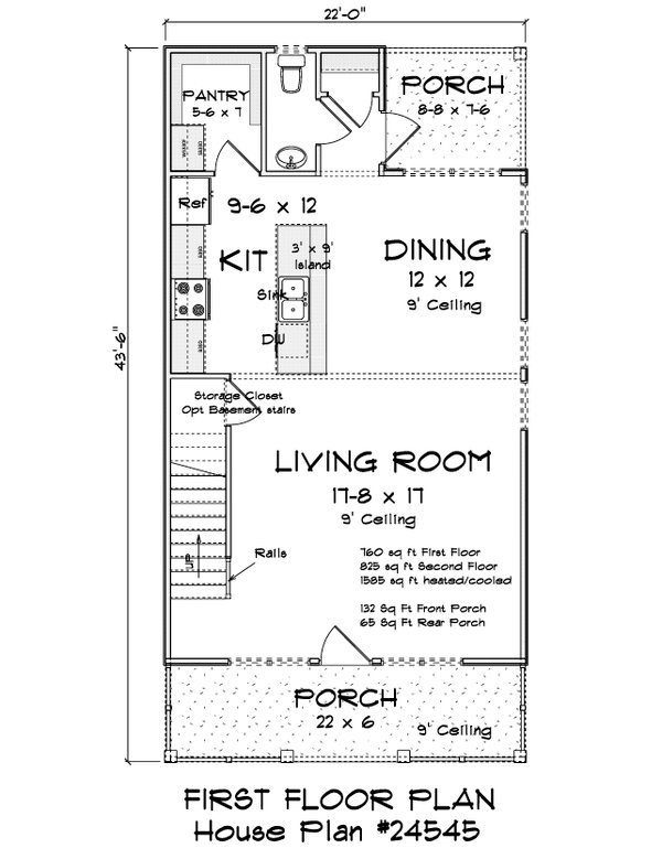 House Blueprint - Cottage Floor Plan - Main Floor Plan #513-2338