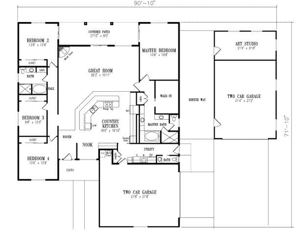 Mediterranean Floor Plan - Main Floor Plan #1-642
