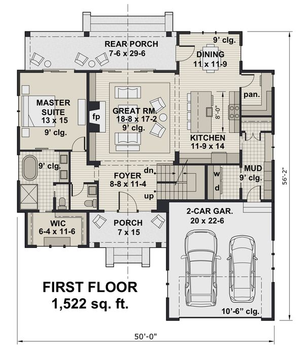 House Design - Farmhouse Floor Plan - Main Floor Plan #51-1147