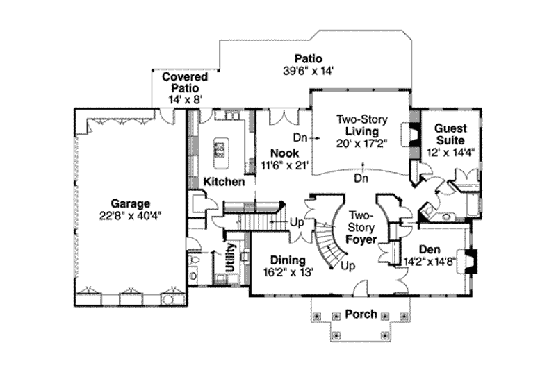 Home Plan - Floor Plan - Main Floor for Colonial House Plan #124-355 - 4 bed, 4.5 bath