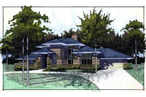 Prairie Exterior - Front Elevation Plan #120-117