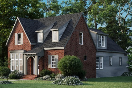 Exterior - Front Elevation 3 for Tudor House Plan #461-104 - 5 bed, 2.5 bath