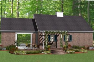 Exterior - Rear Elevation for Southern House Plan #406-9619 - 1 bed, 1 bath