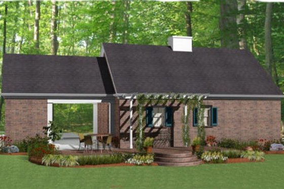 Exterior - Rear Elevation for Southern House Plan #406-9619 - 1 bed, 1 bath