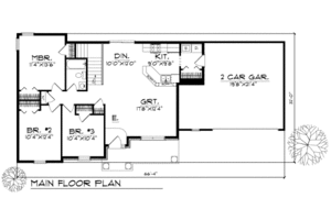 Floor Plan - Main Floor for Traditional House Plan #70-101 - 3 bed, 1 bath