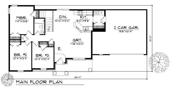 House Plan Design - Traditional Floor Plan - Main Floor Plan #70-101