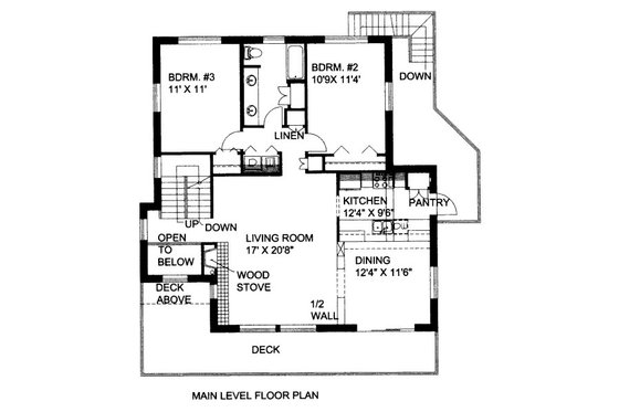 Floor Plan - Main Floor for Adobe / Southwestern House Plan #117-625 - 3 bed, 2.5 bath