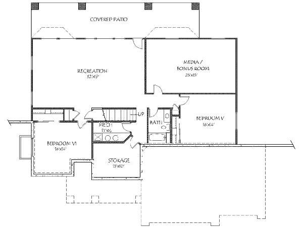 Craftsman Floor Plan - Lower Floor Plan #24-256
